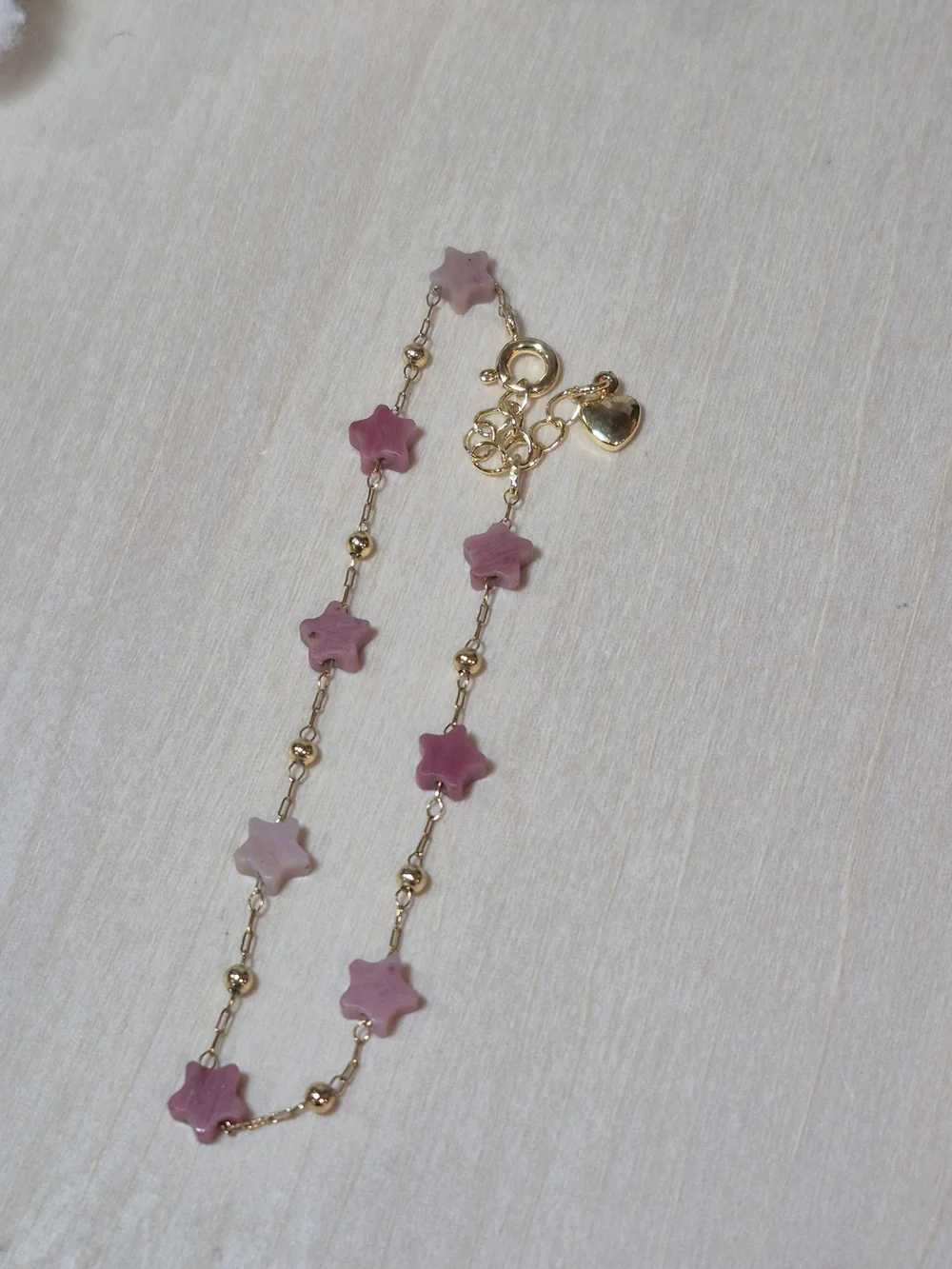 🩷⭐️NEW🩷⭐️ PRETTY!! RHODOCROSITE Micro Paper Clip Natural Stone Star Bracelet